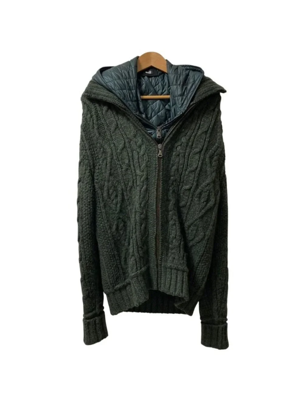 Dolce & Gabbana D&G & Layered Cableknit Hoodie Green